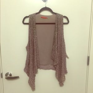 NWT Alice + Olivia Silver Beaded Vest, size M